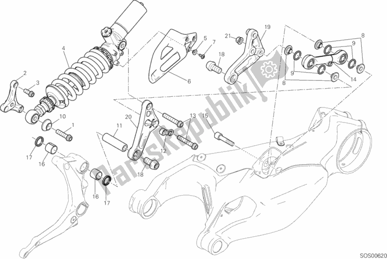 Alle onderdelen voor de Sospensione Posteriore van de Ducati Superbike 1199 Panigale 2013